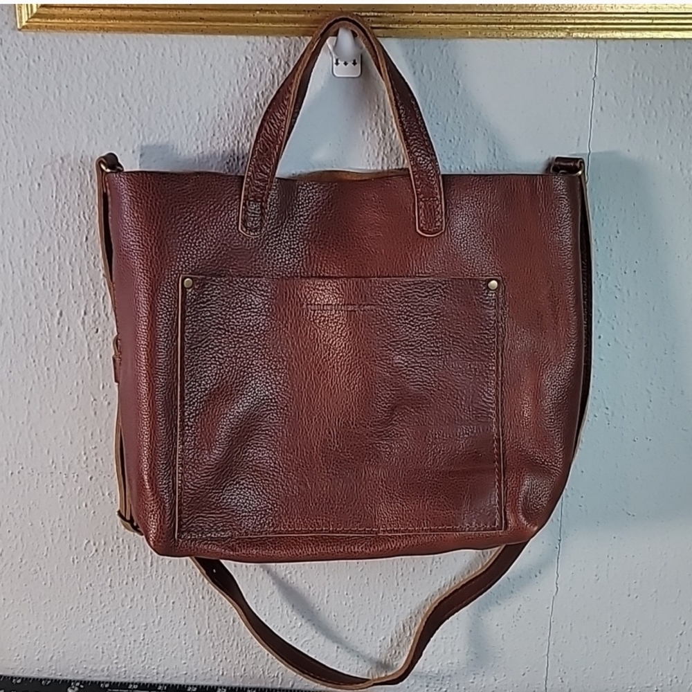 EUC Portland Leather Goods Vintage Nutmeg Crossbody Tote Bag (Unzip Medium)‎